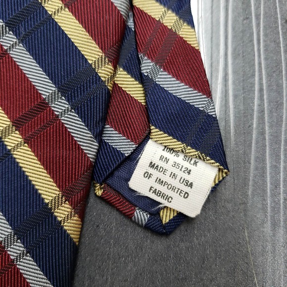 Hanover St. Men's Blue & Burgundy Diagonal Striped Silk Necktie - Picture 3 of 4